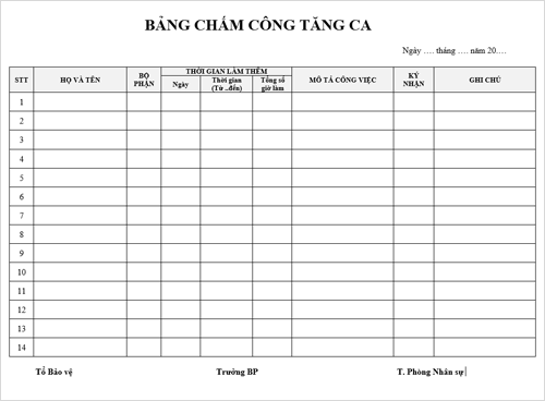 bang cham cong tang ca