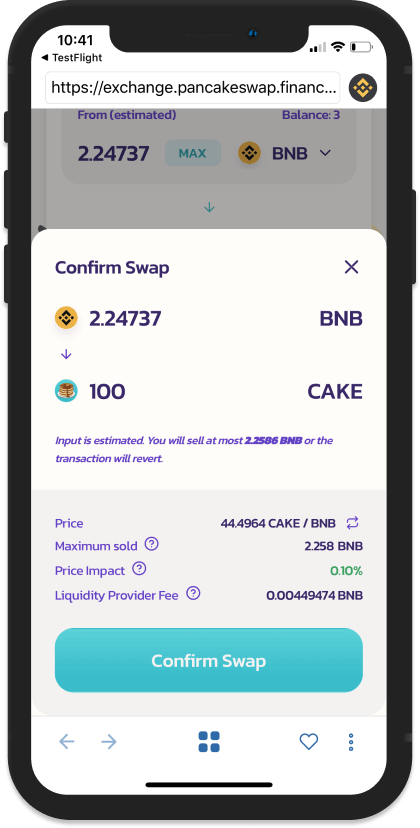 Ấn Confirm Swap để hoàn thành hoán đổi - - hướng dẫn sử dụng PancakeSwap