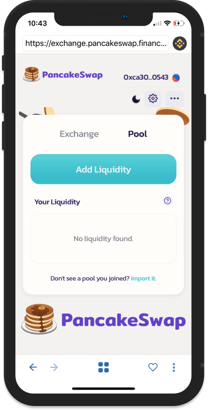 Chọn Add Liquidity để tiến hành cung cấp thanh khoản